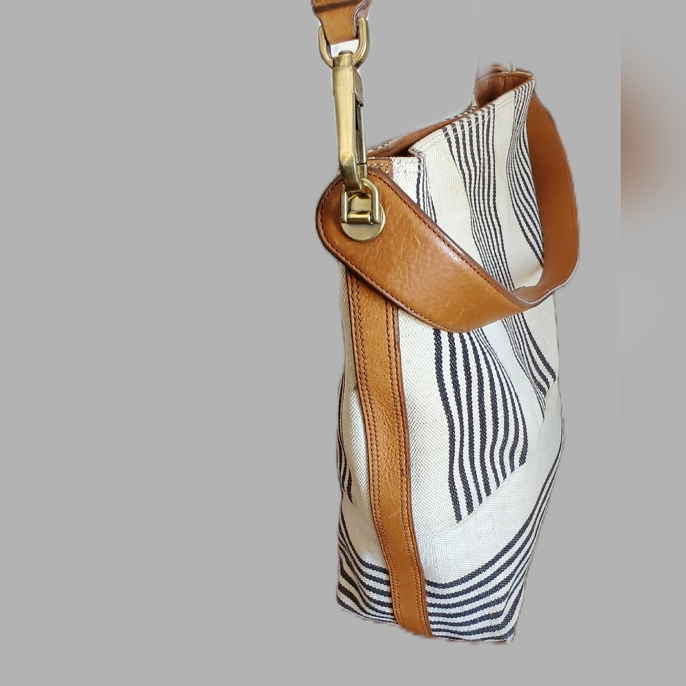 Fossil Brown and Cream Striped Shoulder Bag - Picture 8 of 10